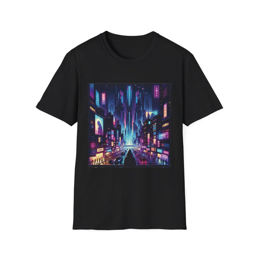 Cyberpunk Cityscape T‑Shirt — Neon Futuristic Nightscape Tee