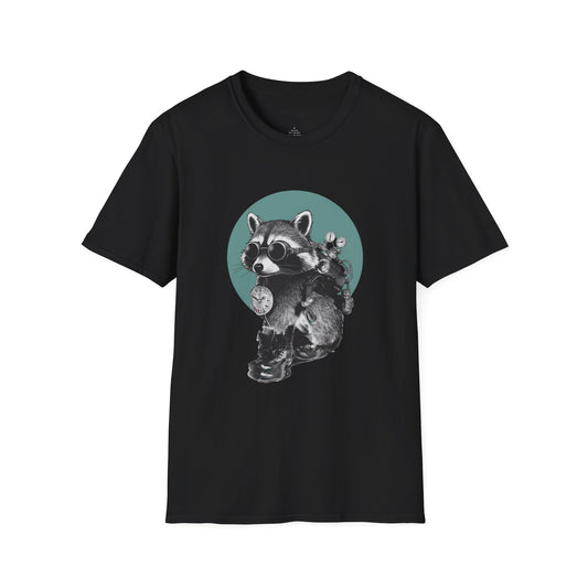 Time Traveler Raccoon T-Shirt — "The Time Traveller's Co-Pilot" Graphic Tee
