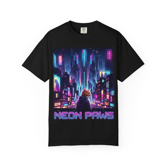 Neon Paws Cyberpunk Cat T-Shirt