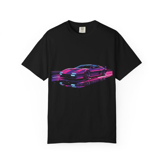 Retro Neon Sports Car T-Shirt — Vaporwave 80s Racing Tee