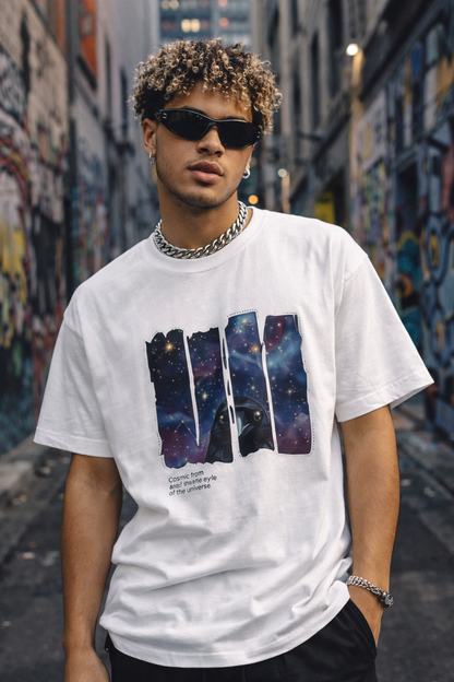 Galaxy Night Sky T‑Shirt — Cosmic Moon & Stars Graphic Tee