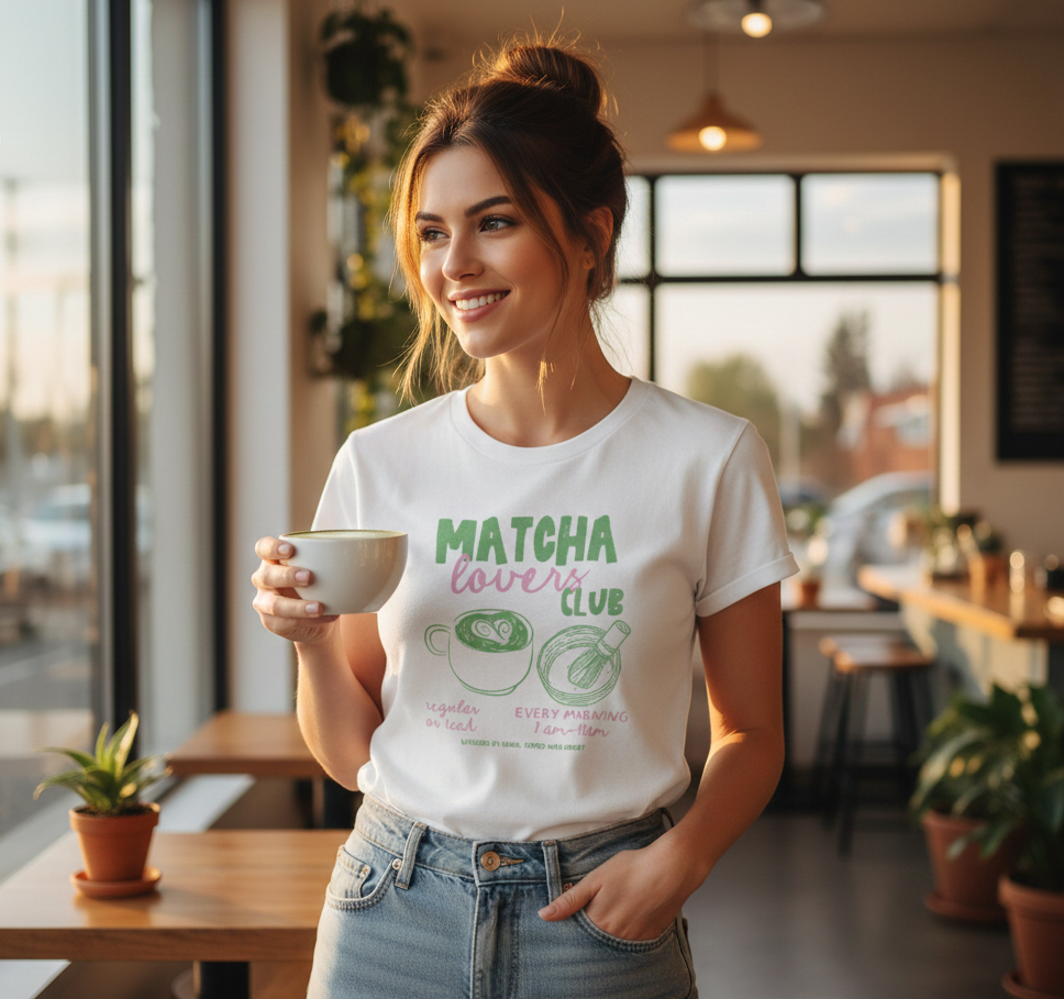 Matcha Lover Club T-Shirt — Matcha Tea Aesthetic Tee ("Matcha Lover Club")