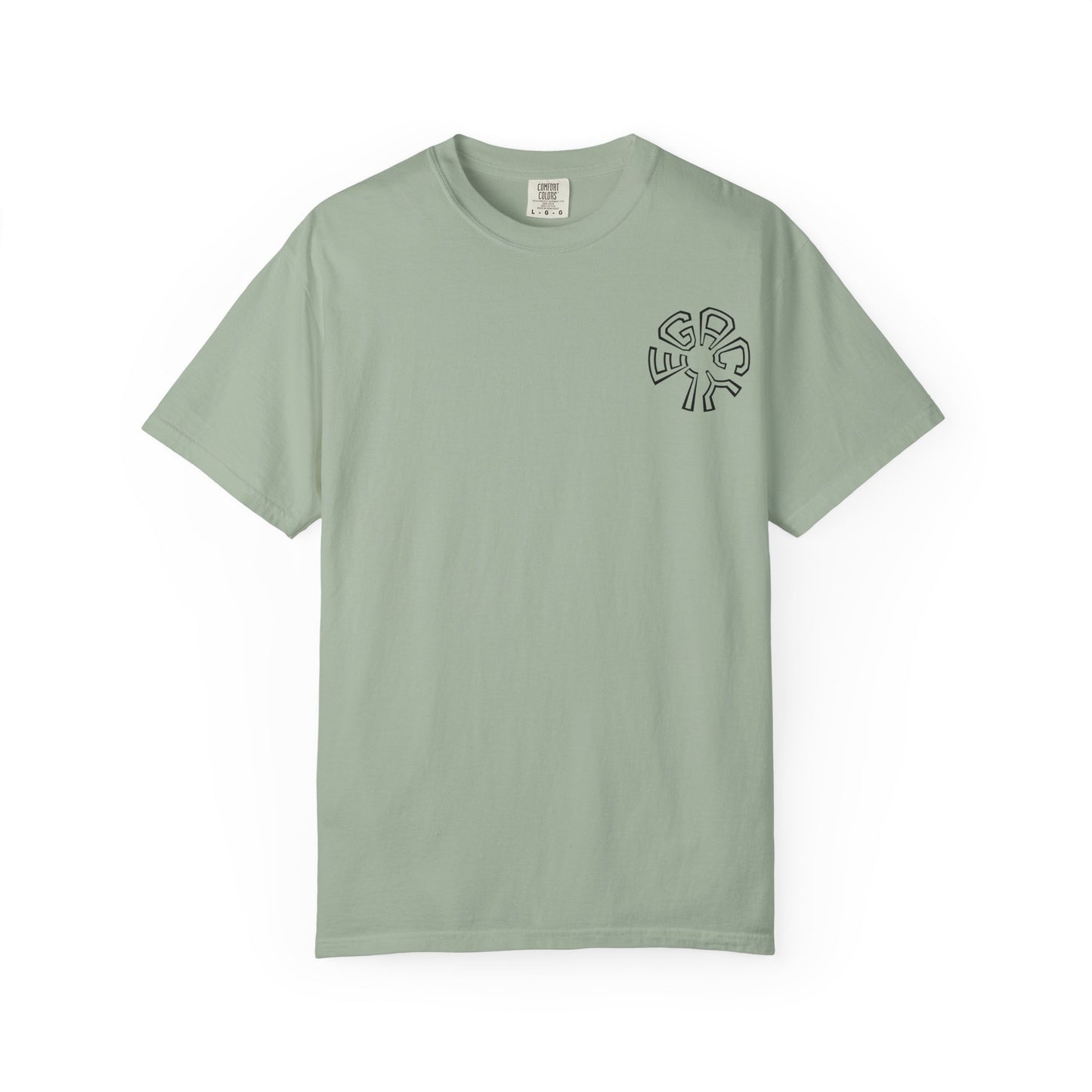Retro Split-Face Portrait Back Print with Chest Logo