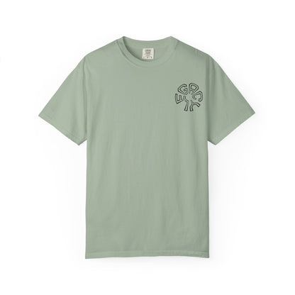 Retro Split-Face Portrait Back Print with Chest Logo