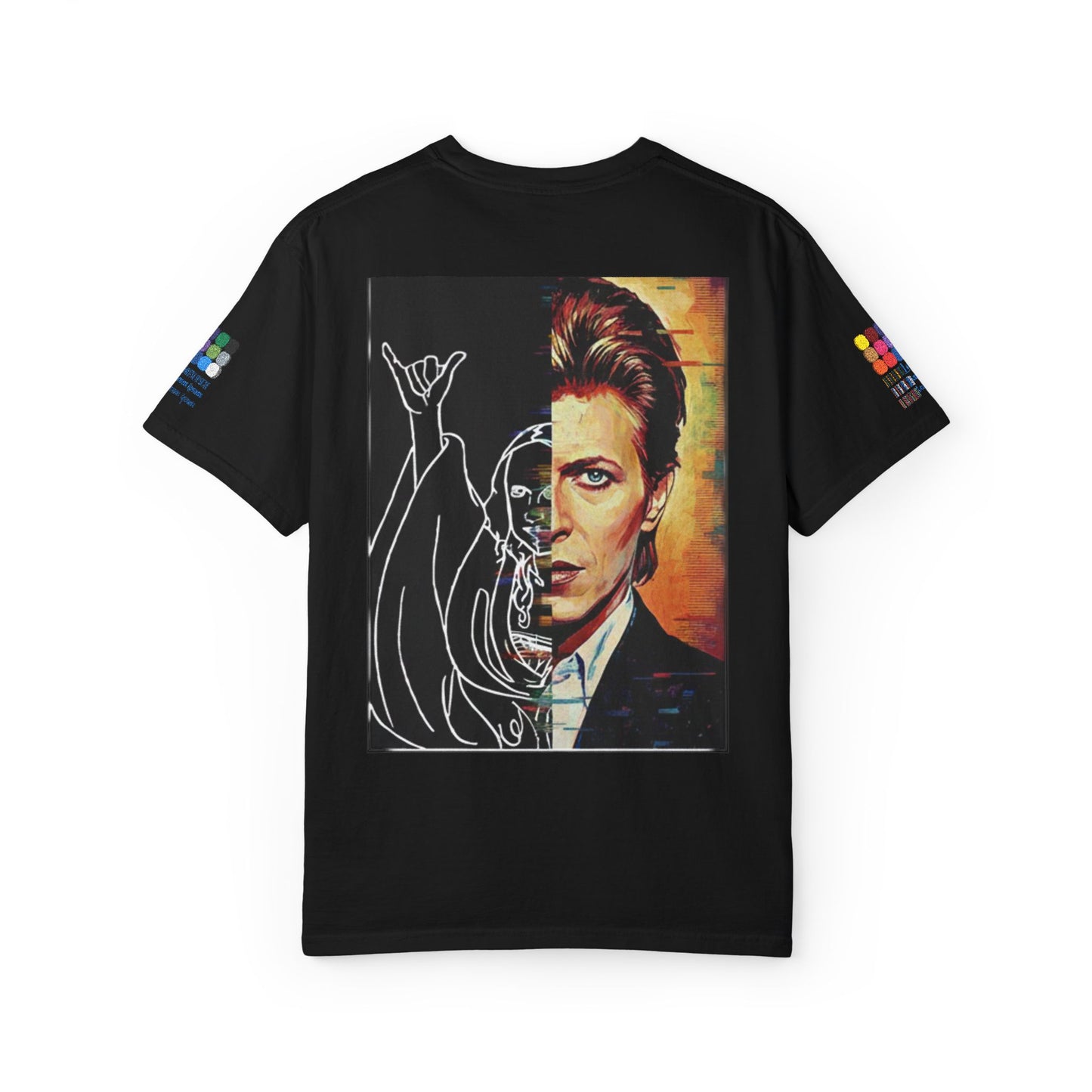 Retro Split-Face Portrait Back Print with Chest Logo