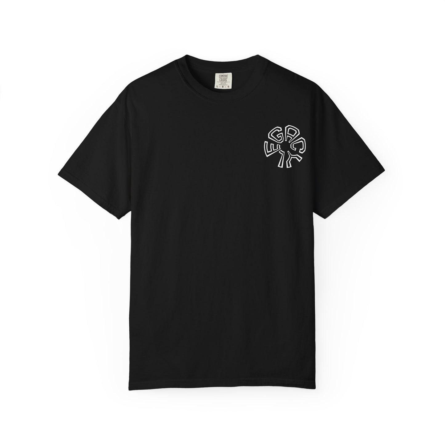 Retro Split-Face Portrait Back Print with Chest Logo