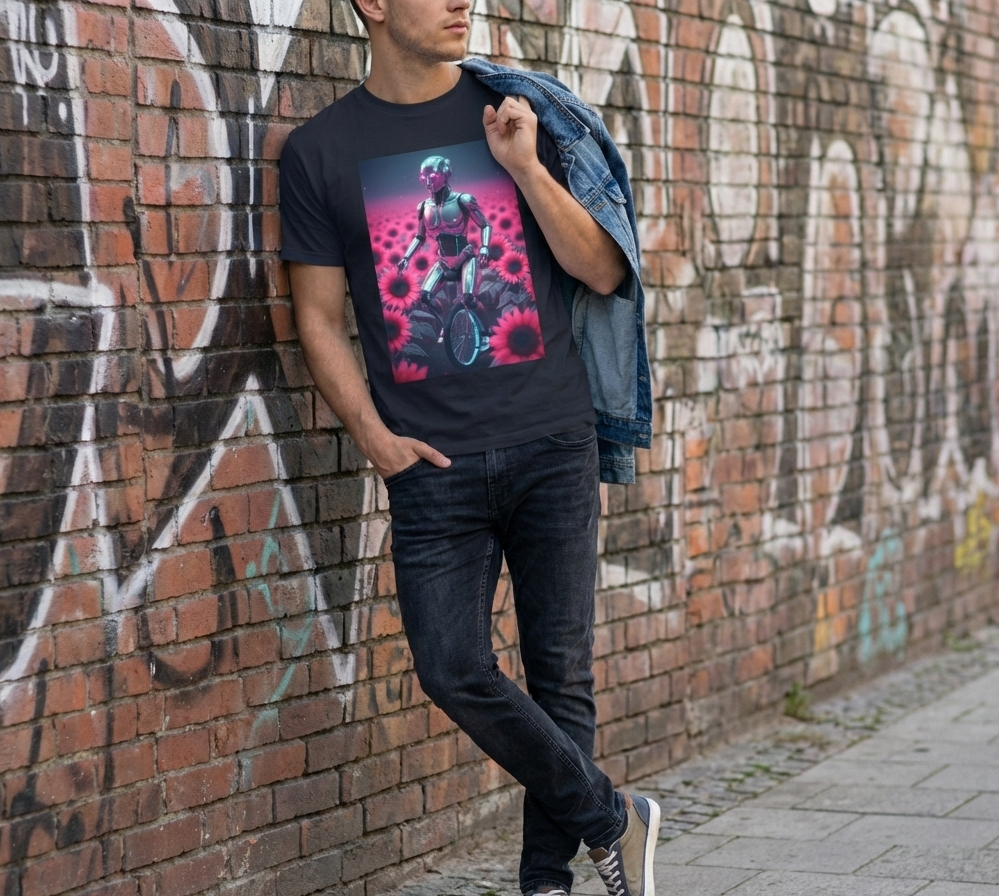 Cyber Bot Among Sunflowers T-Shirt