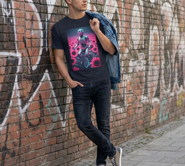 Cyber Bot Among Sunflowers T-Shirt