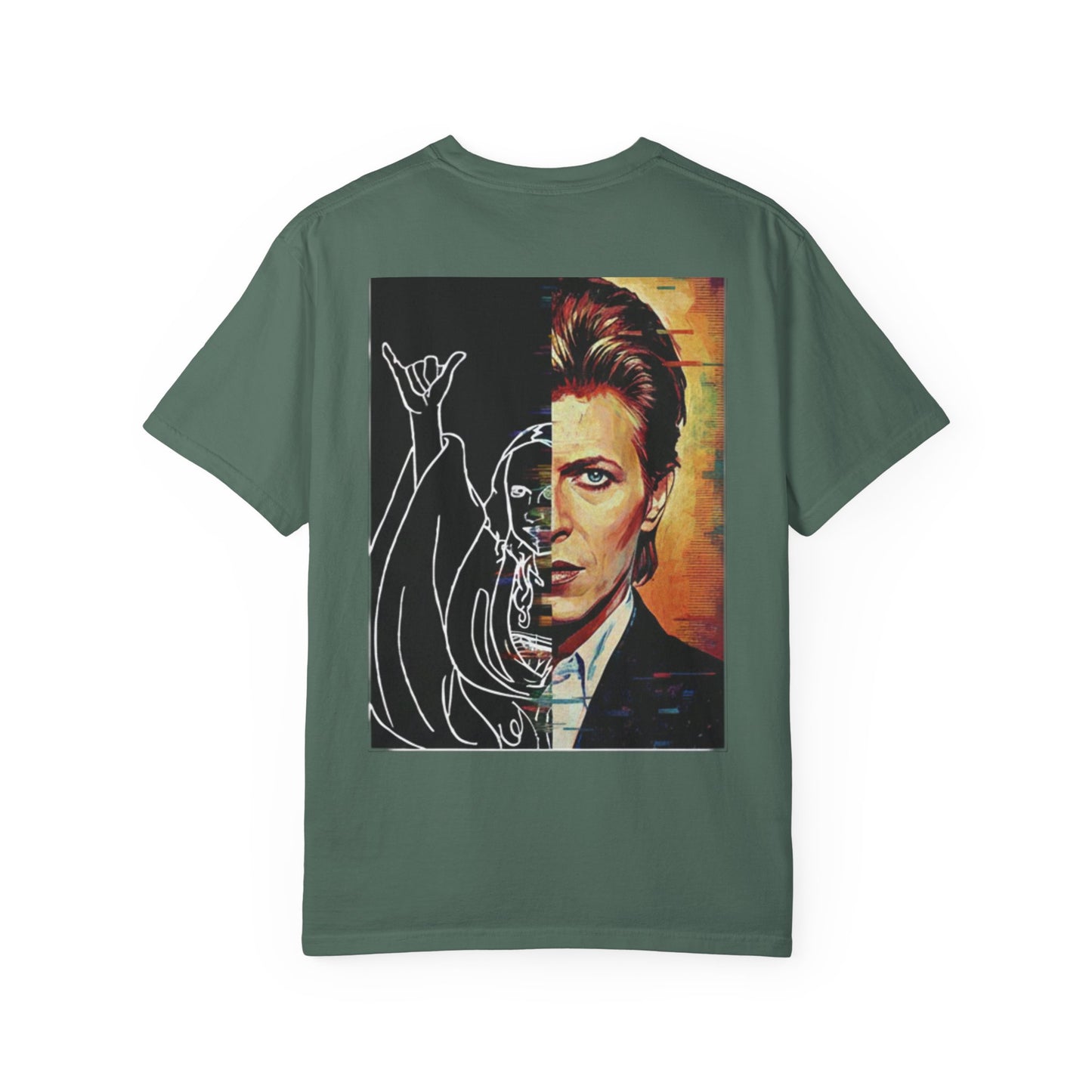 Retro Split-Face Portrait Back Print with Chest Logo