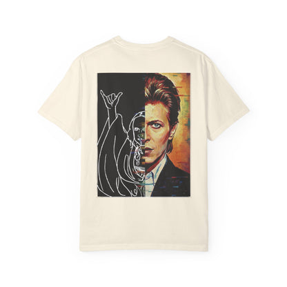 Retro Split-Face Portrait Back Print with Chest Logo
