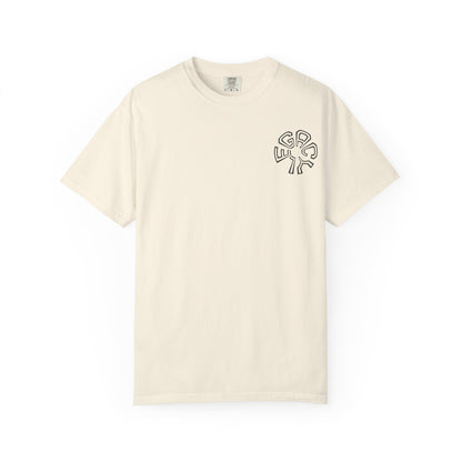 Retro Split-Face Portrait Back Print with Chest Logo