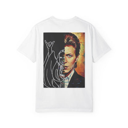 Retro Split-Face Portrait Back Print with Chest Logo