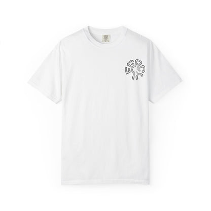 Retro Split-Face Portrait Back Print with Chest Logo
